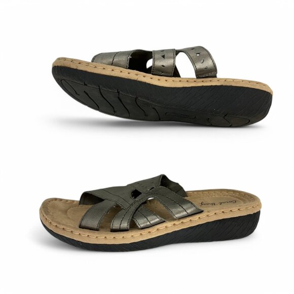 Coral Bay Sandals Womens Size 6 Gray Metallic Open Toe Slip On Shoes Denton - Picture 9 of 15